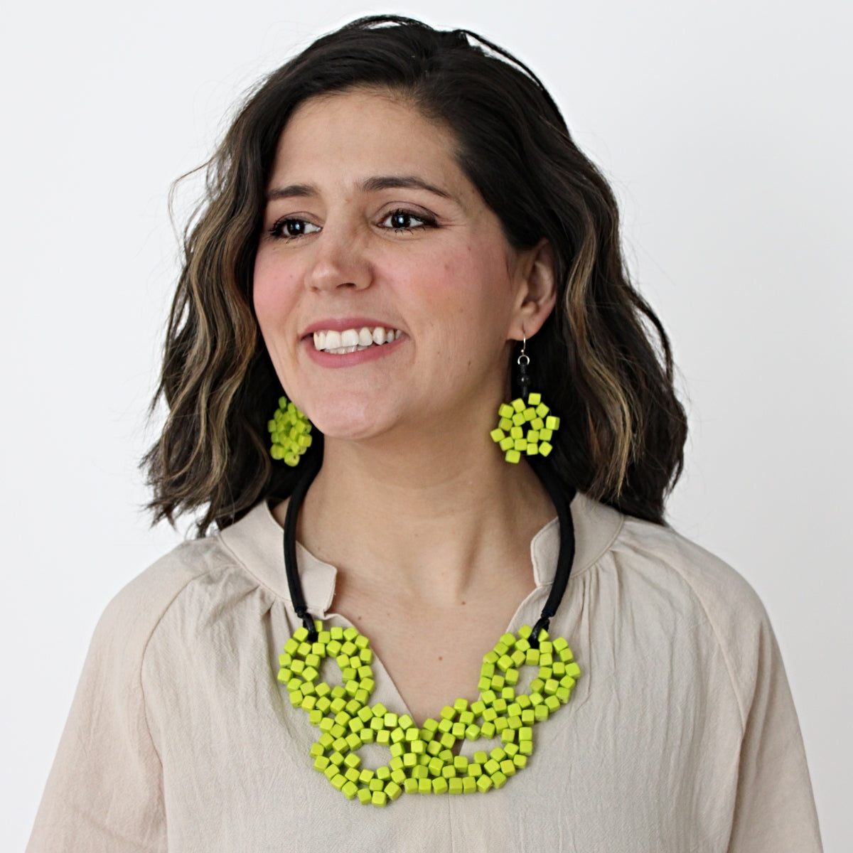 Lime Elyse Beaded Earrings