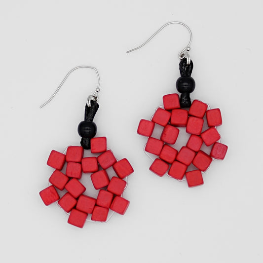 Red Elyse Beaded Earrings