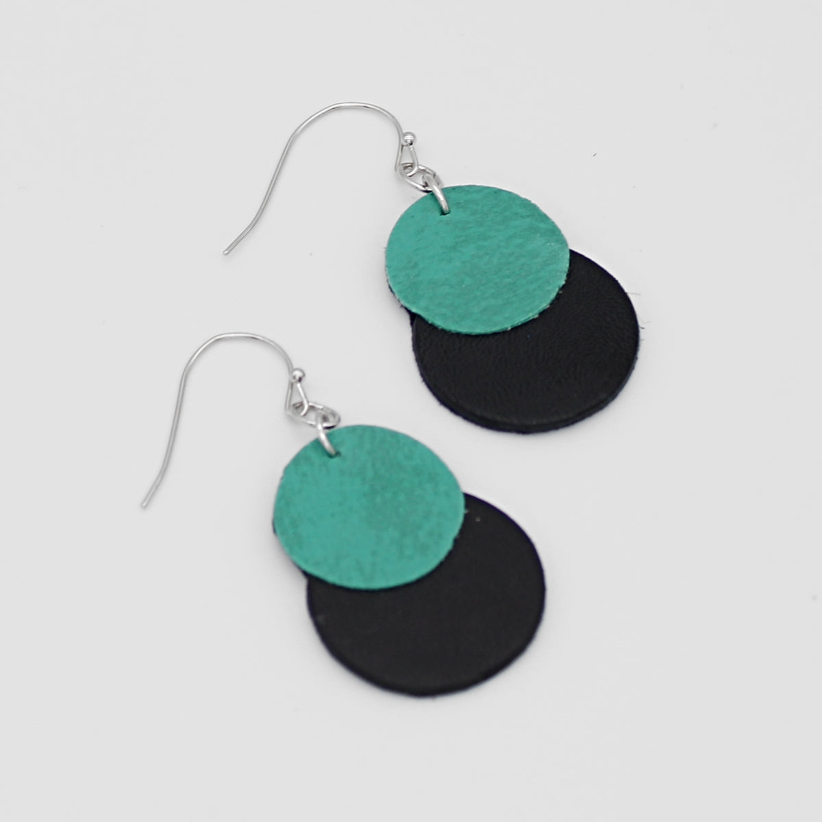 Teal Paris Leather Earrings