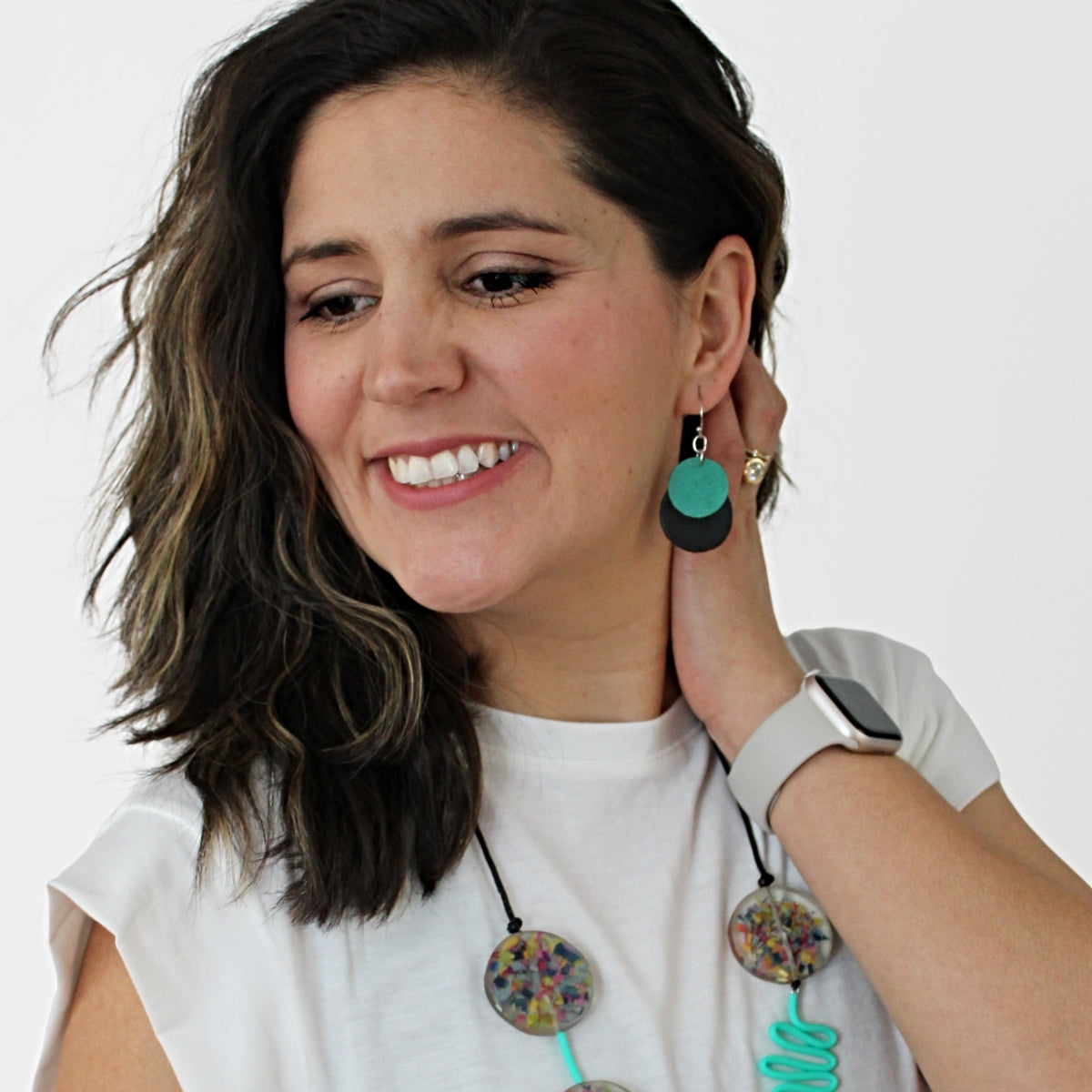 Teal Paris Leather Earrings