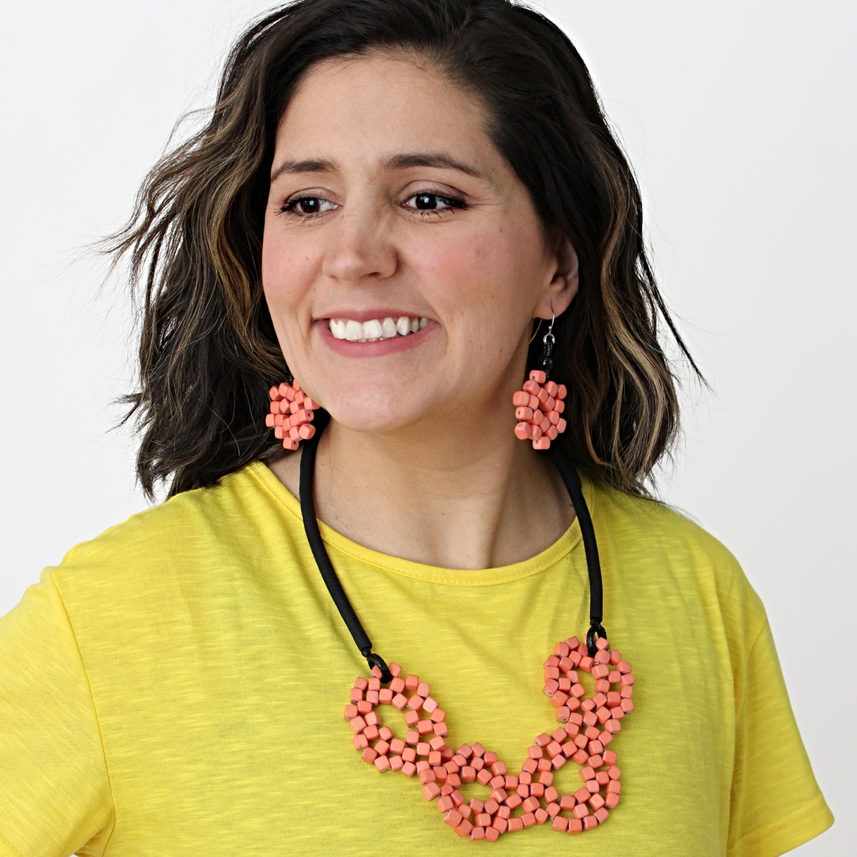 Peach Elyse Beaded Necklace - Sylca Designs - Chunky Jewelry