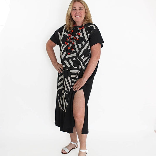 Geometric Stripe and Dot Design Caftan - Sylca Designs - Chunky Jewelry