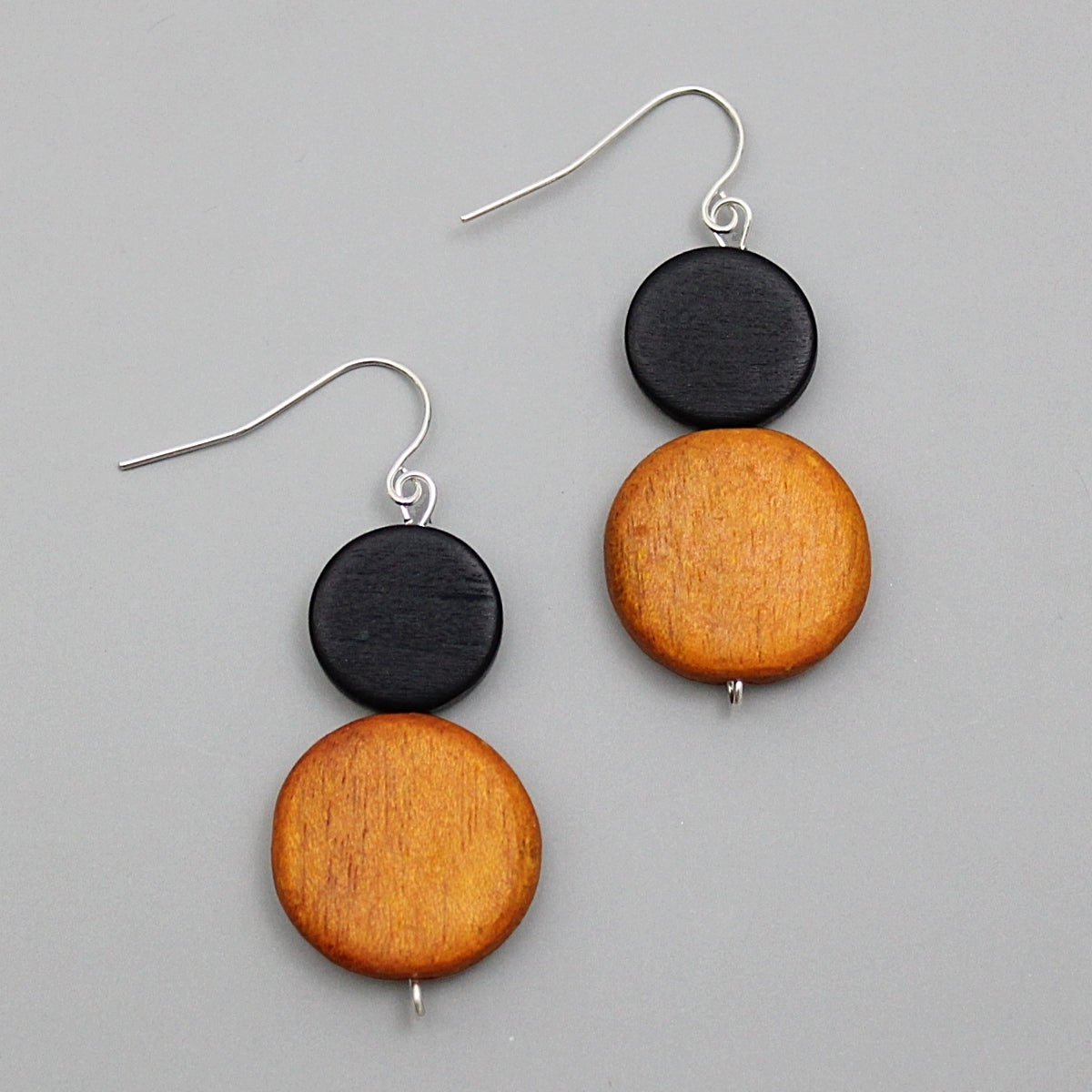 Black and Mustard Double Bead Cina Earrings