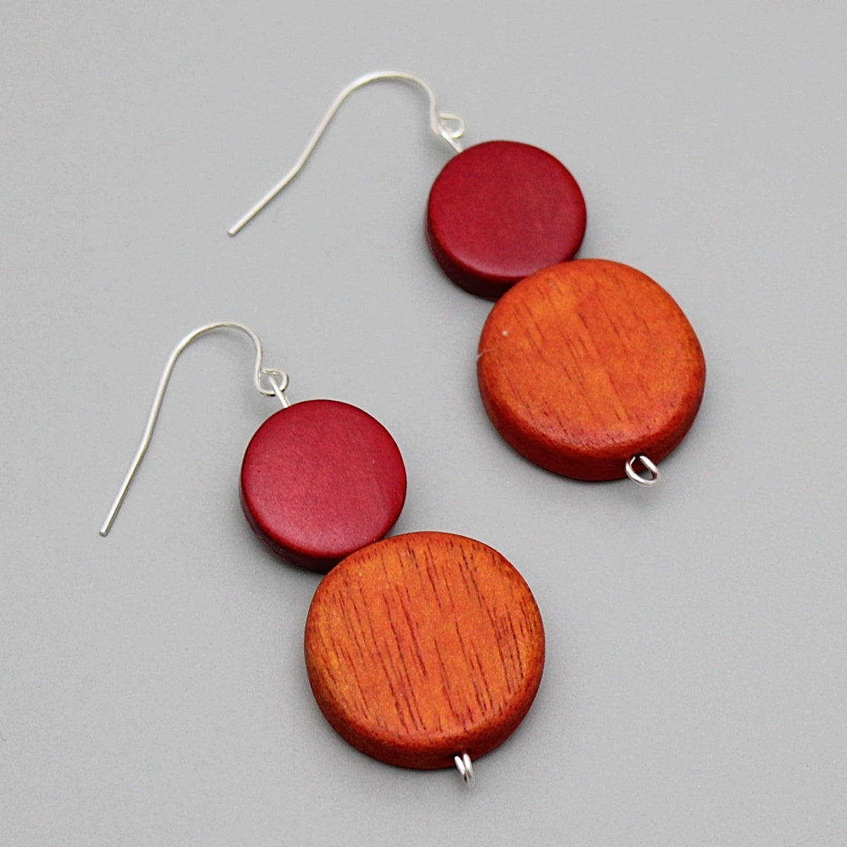 Red and Orange Double Bead Cina Earrings