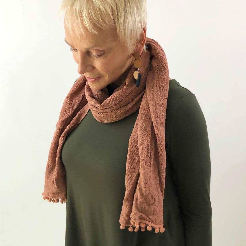 Cinnamon Pom-Pom Scarf - Sylca Designs - Chunky Jewelry
