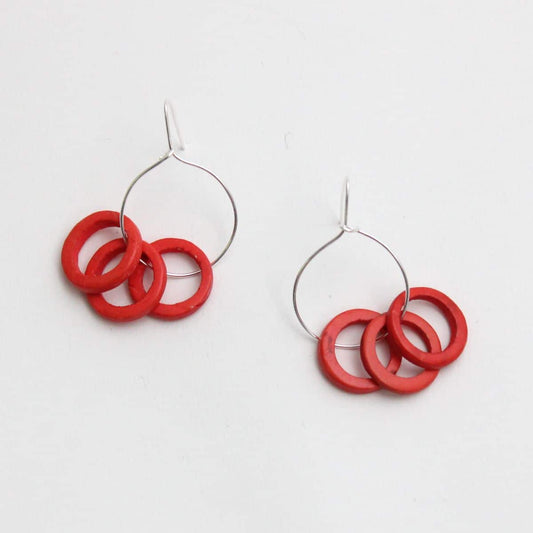 Coral Circle Dangle Earrings - Sylca Designs - Chunky Jewelry