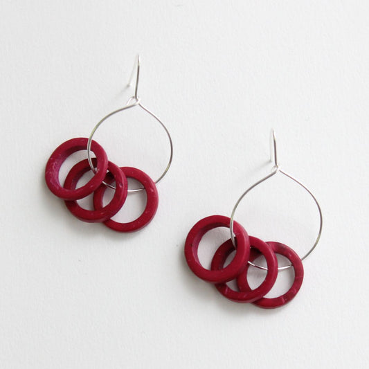 Wine Circle Dangle Earrings - Sylca Designs - Chunky Jewelry