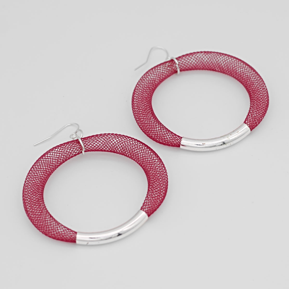 Maroon Mesh Hoop Earring