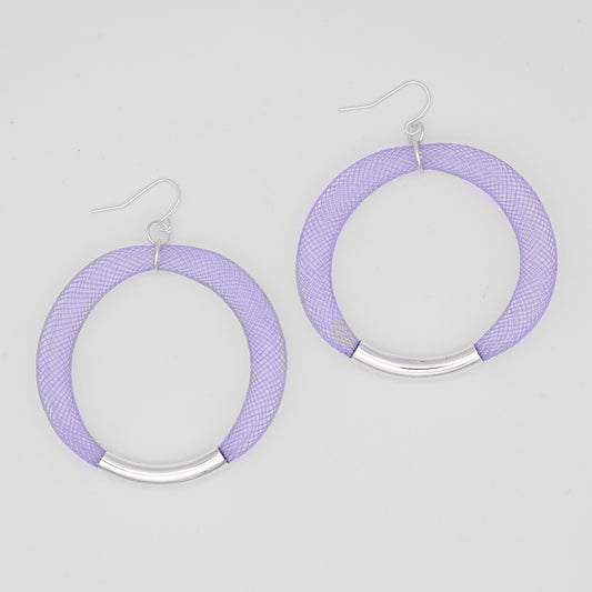 Purple Mesh Hoop Earring