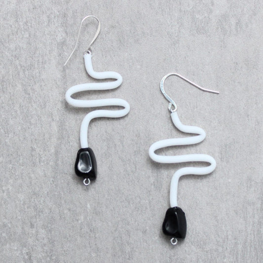 White Olga Tubing Earrings - Sylca Designs - Chunky Jewelry
