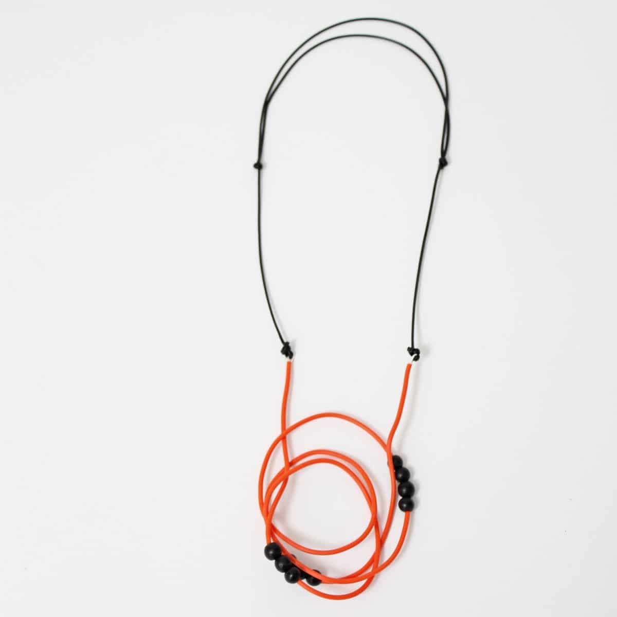 Orange and Black Rubber Tubing Ava Necklace