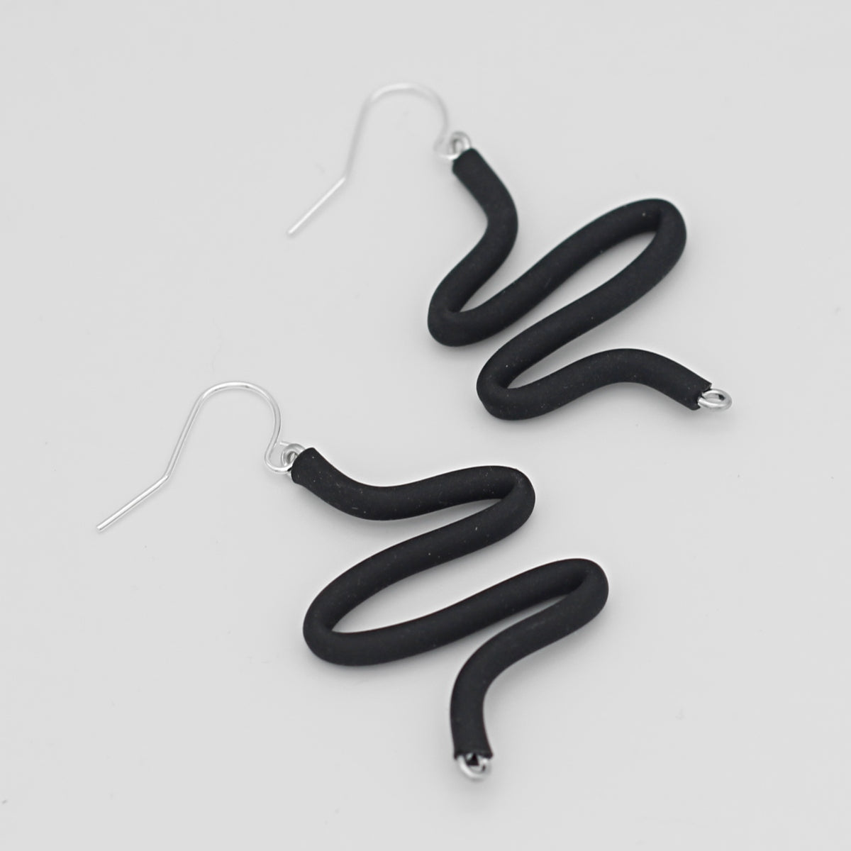 Artistic Rubber Tubing Naya Earrings Black