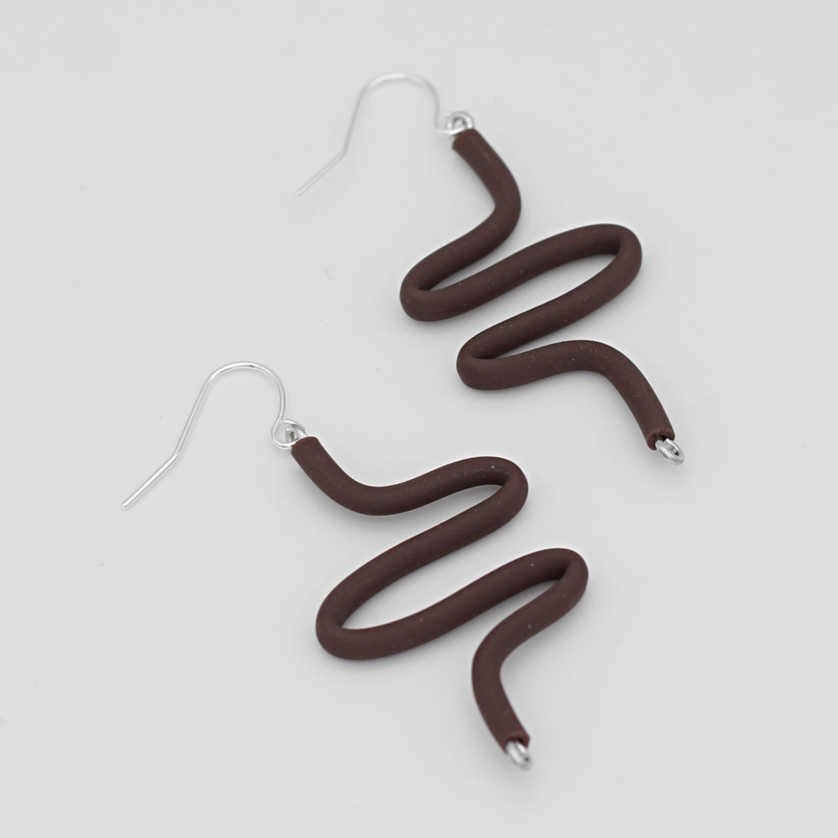 Artistic Rubber Tubing Naya Earrings Brown