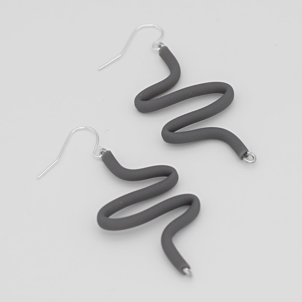 Artistic Rubber Tubing Naya Earrings Gray