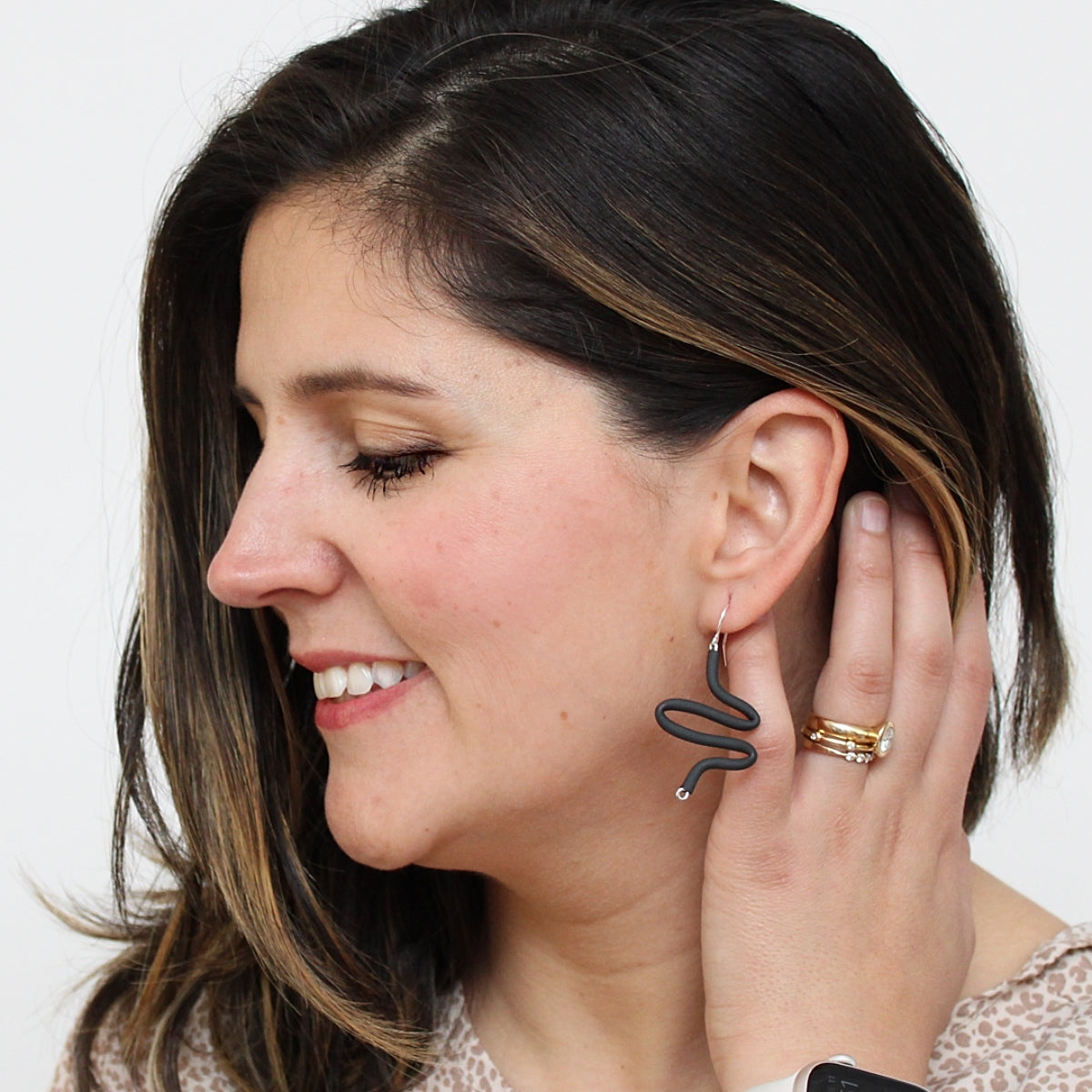Artistic Rubber Tubing Naya Earrings Black