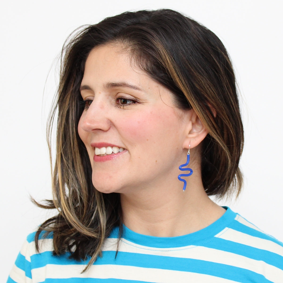 Artistic Rubber Tubing Naya Earrings Blue - Sylca Designs - Chunky Jewelry