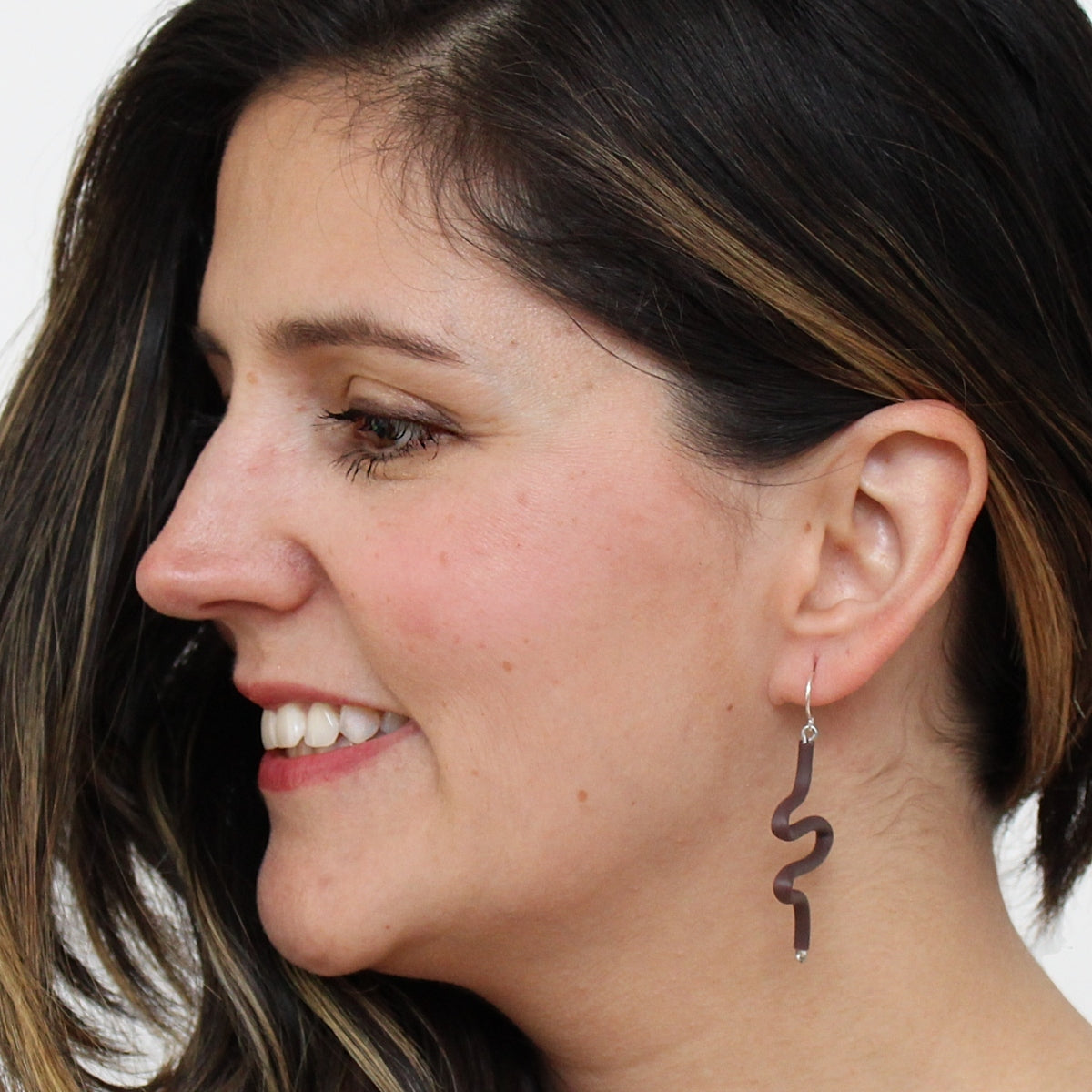 Artistic Rubber Tubing Naya Earrings Brown