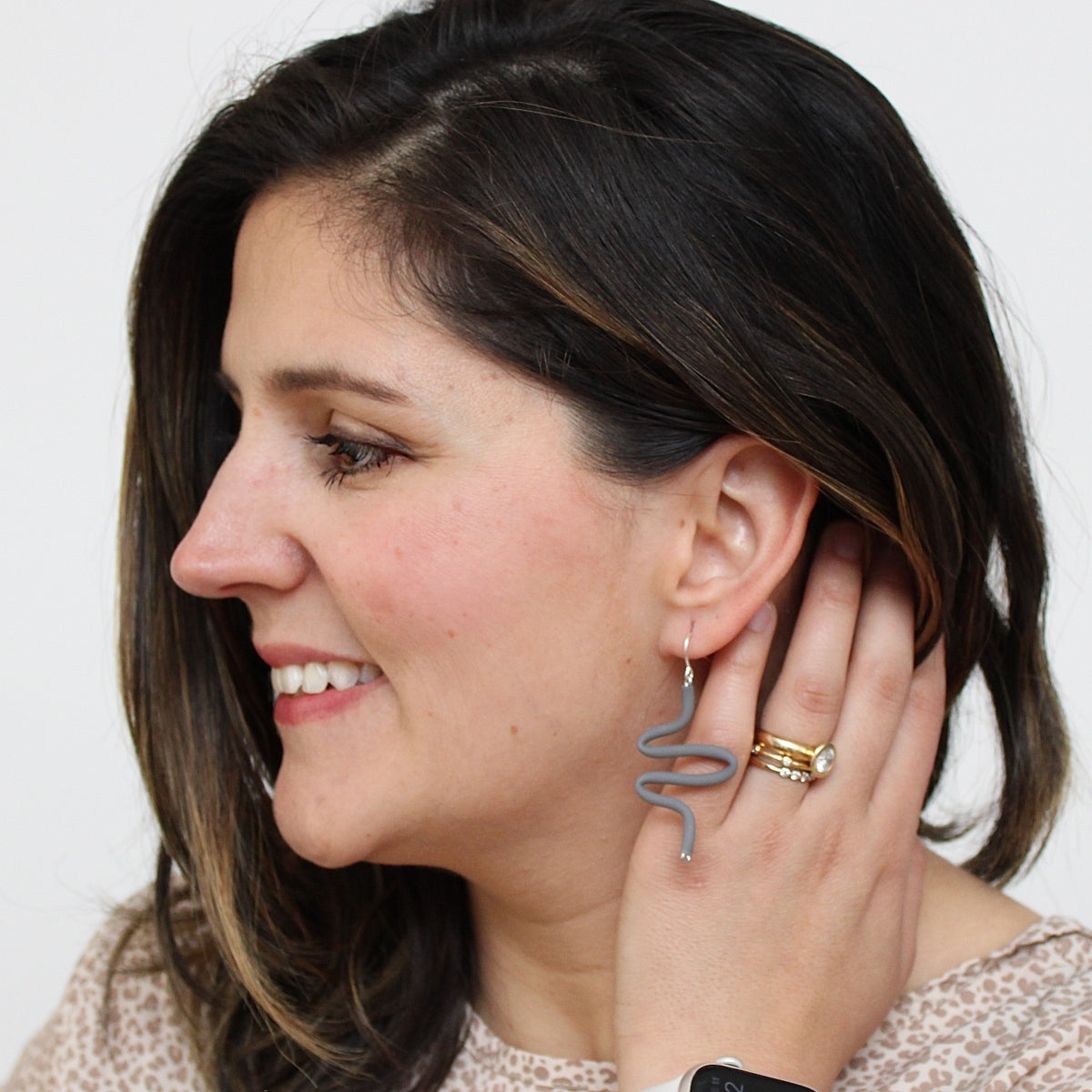 Artistic Rubber Tubing Naya Earrings Gray