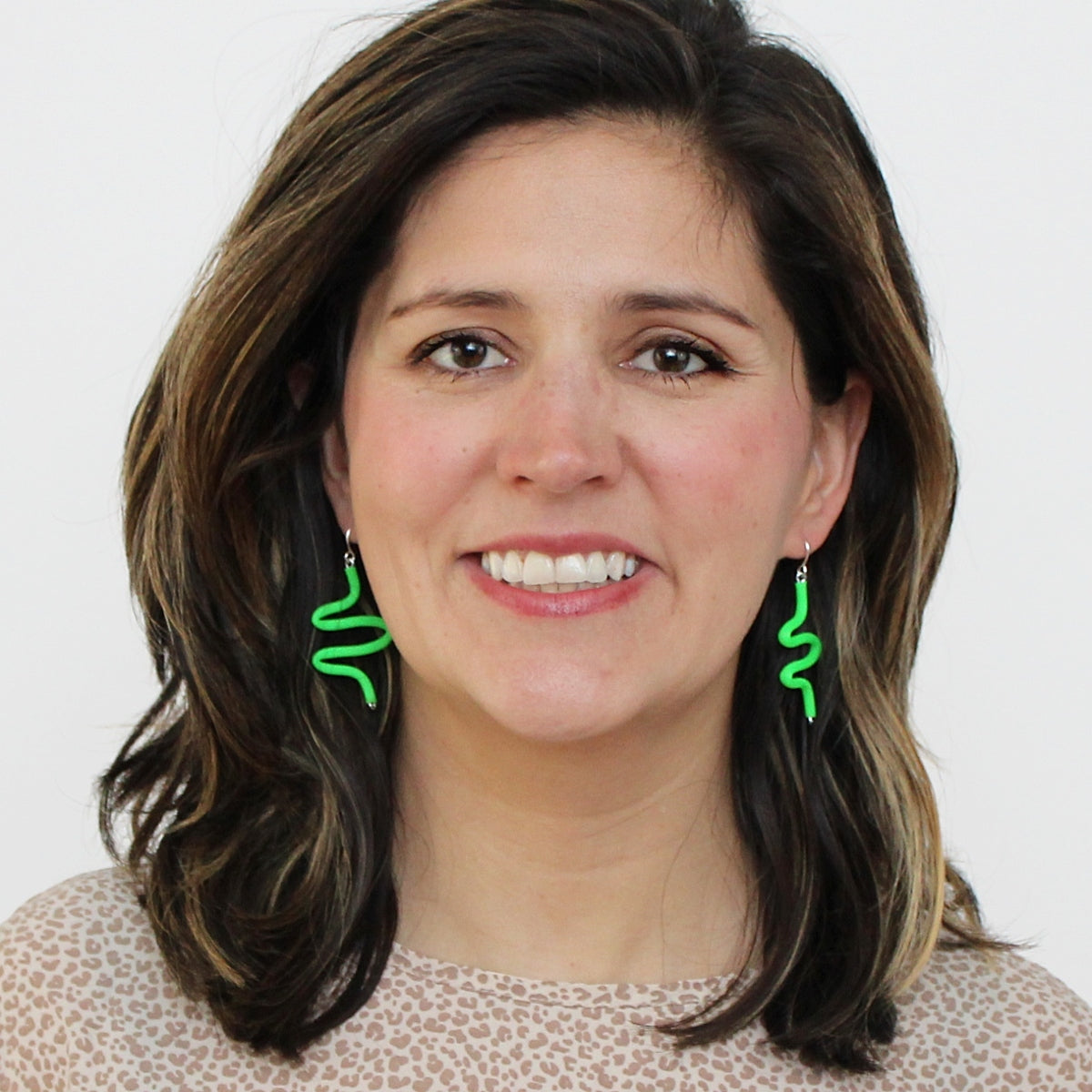 Artistic Rubber Tubing Naya Earrings Green - Sylca Designs - Chunky Jewelry