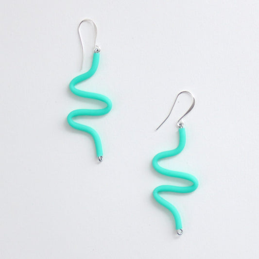 Artistic Rubber Tubing Naya Earrings Aqua - Sylca Designs - Chunky Jewelry