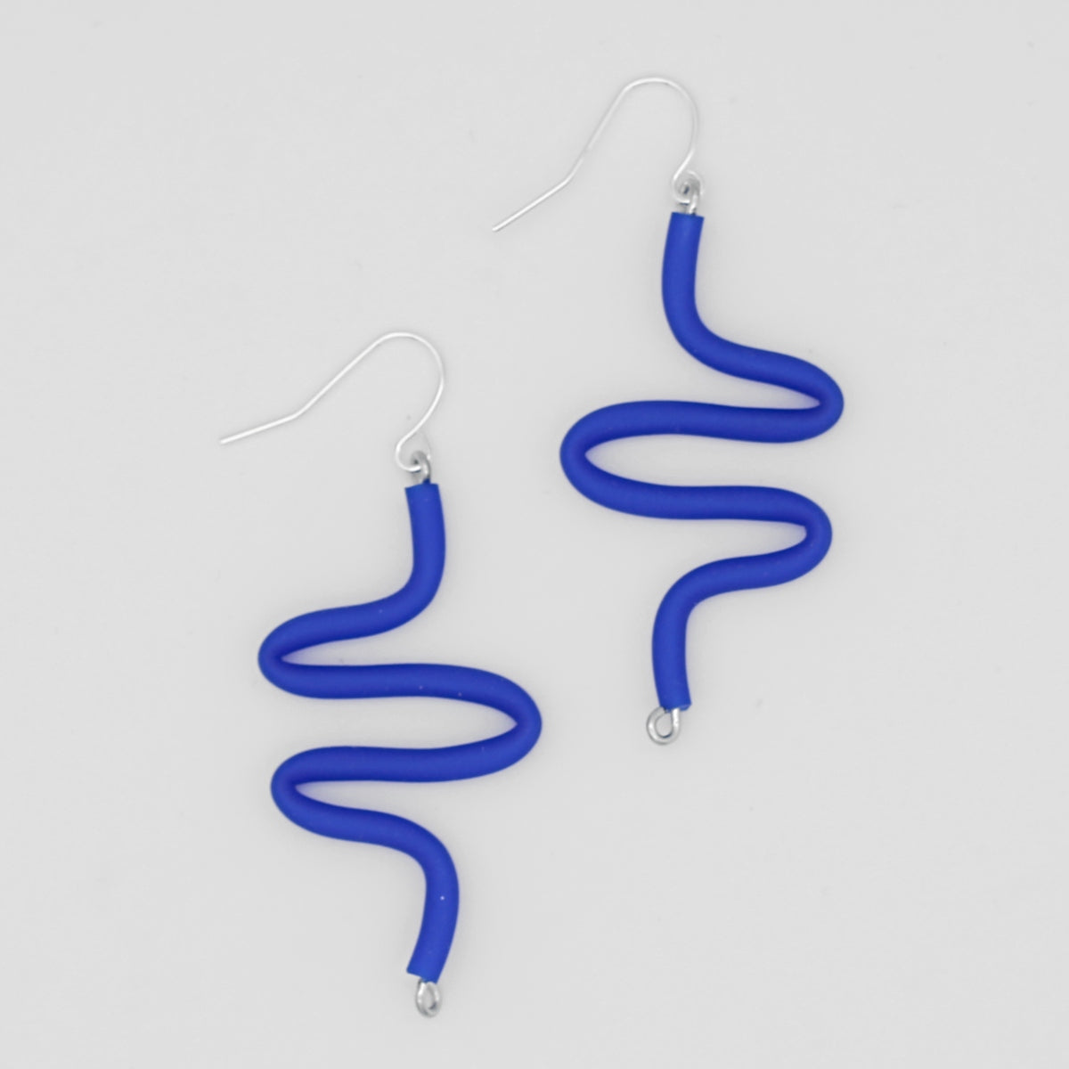 Artistic Rubber Tubing Naya Earrings Blue - Sylca Designs - Chunky Jewelry