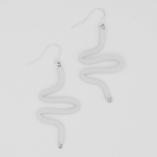 Artistic Rubber Tubing Naya Earrings White