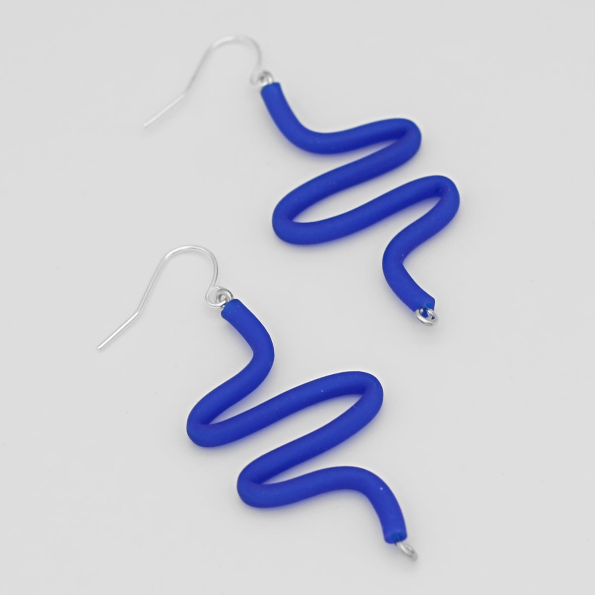Artistic Rubber Tubing Naya Earrings Blue - Sylca Designs - Chunky Jewelry