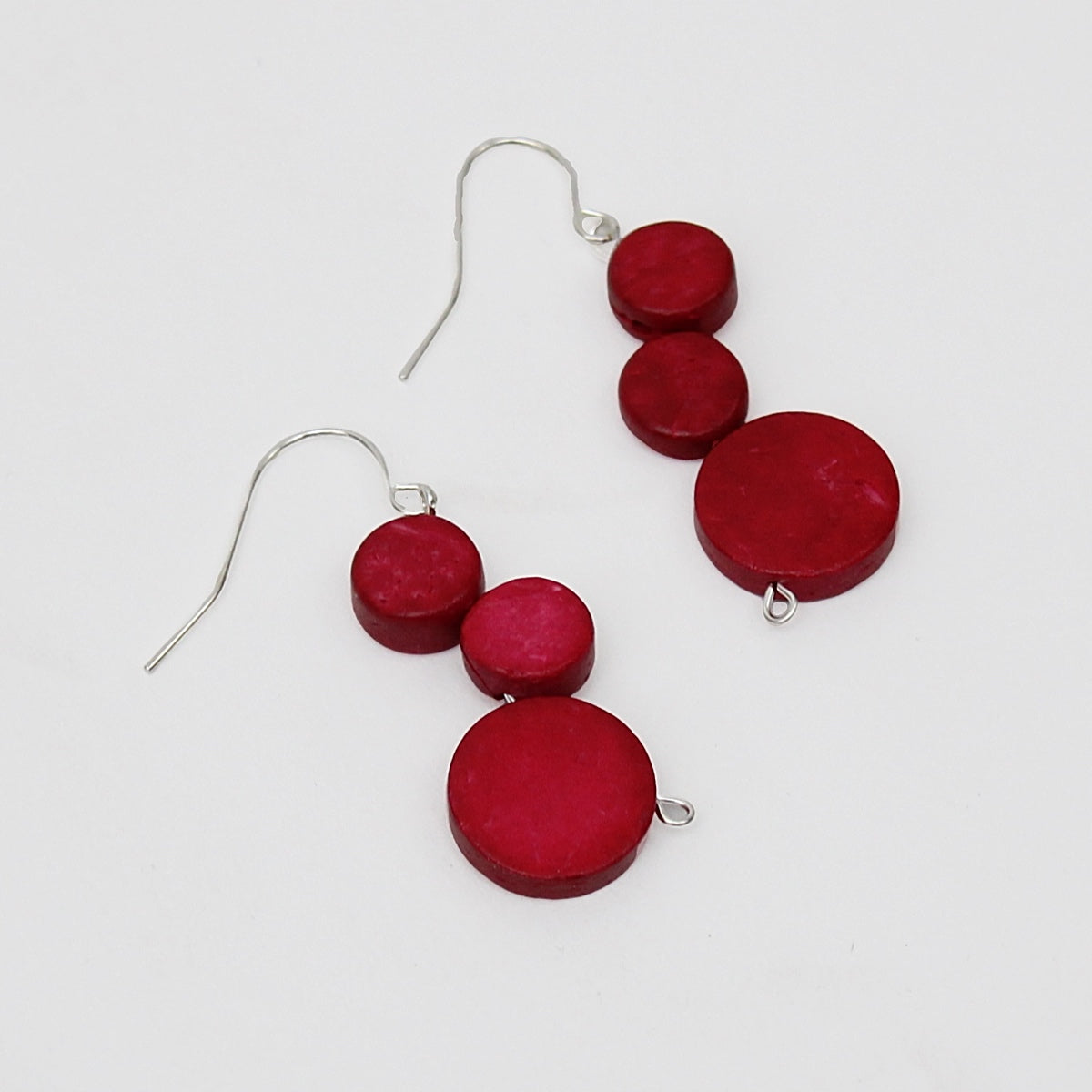 Triple Bead Raspberry Taylor Earrings