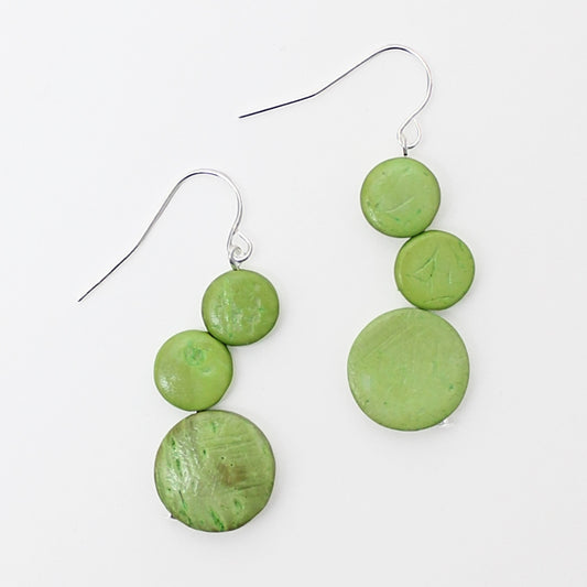 Triple Bead Lime Taylor Earrings - Sylca Designs - Chunky Jewelry