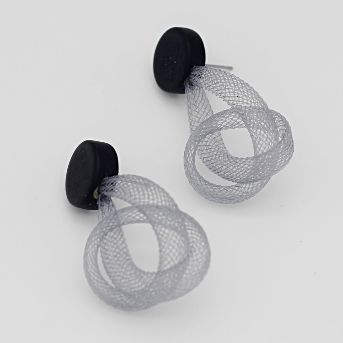 Gray Mesh Abstract Earrings