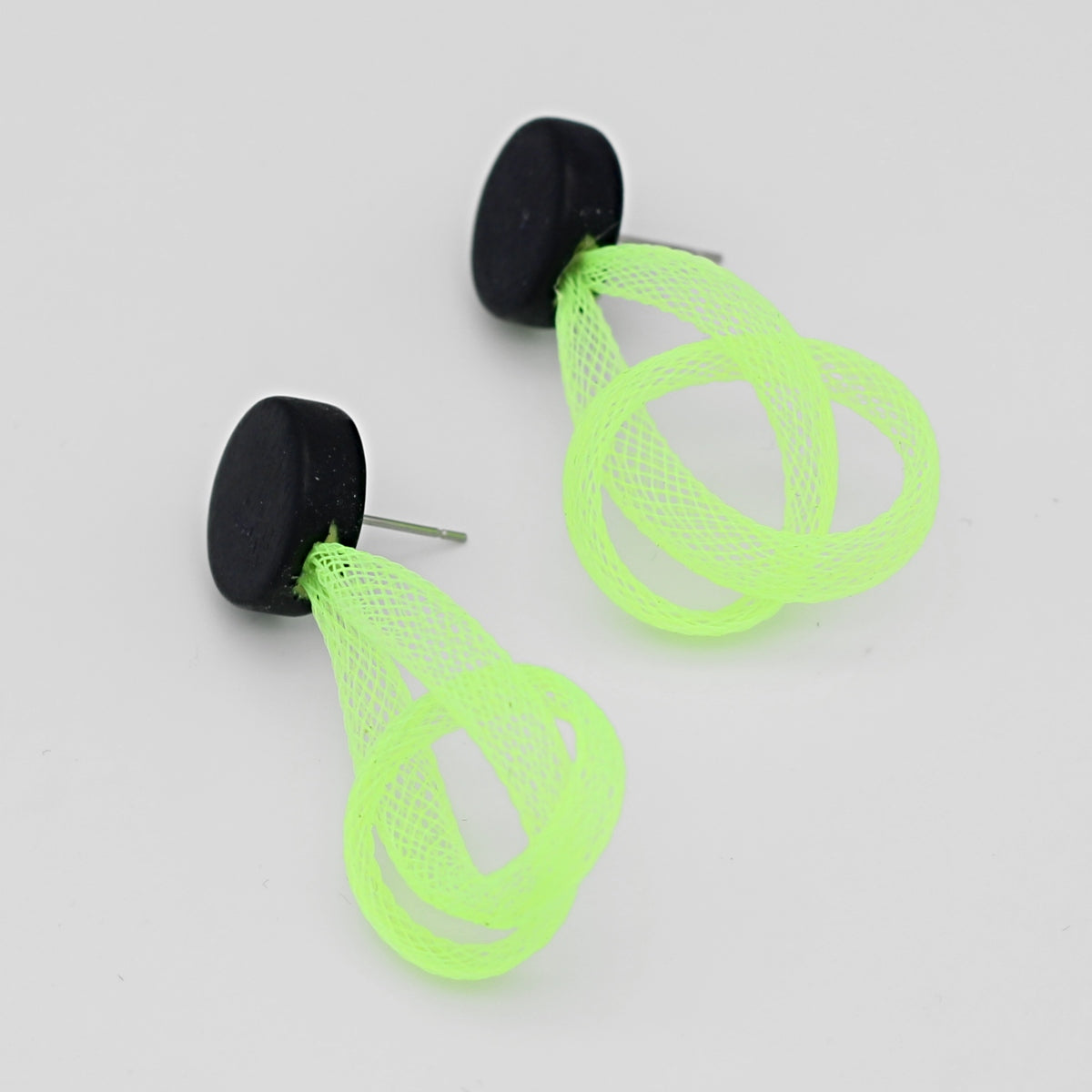 Lime Mesh Abstract Earrings