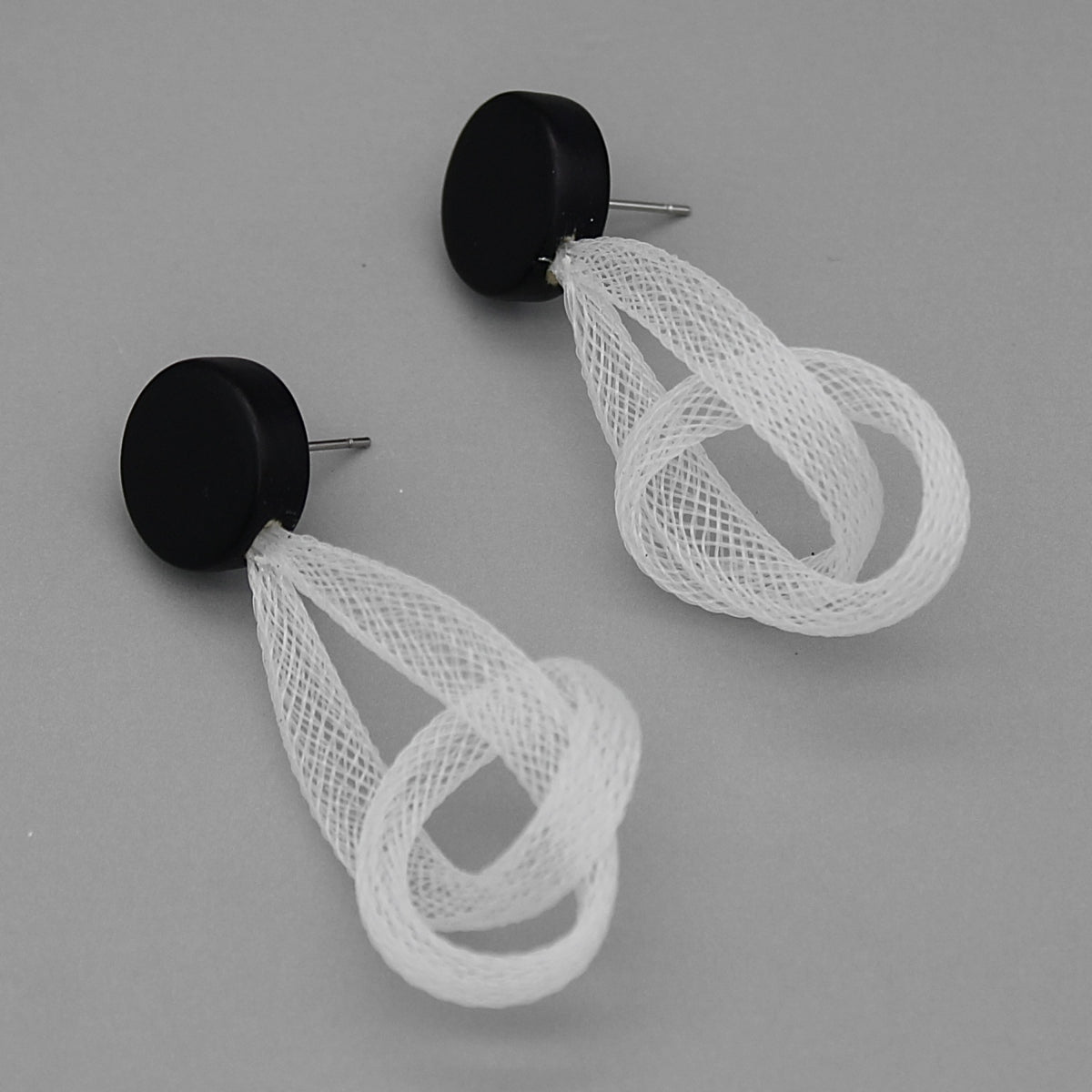 White Mesh Abstract Earrings