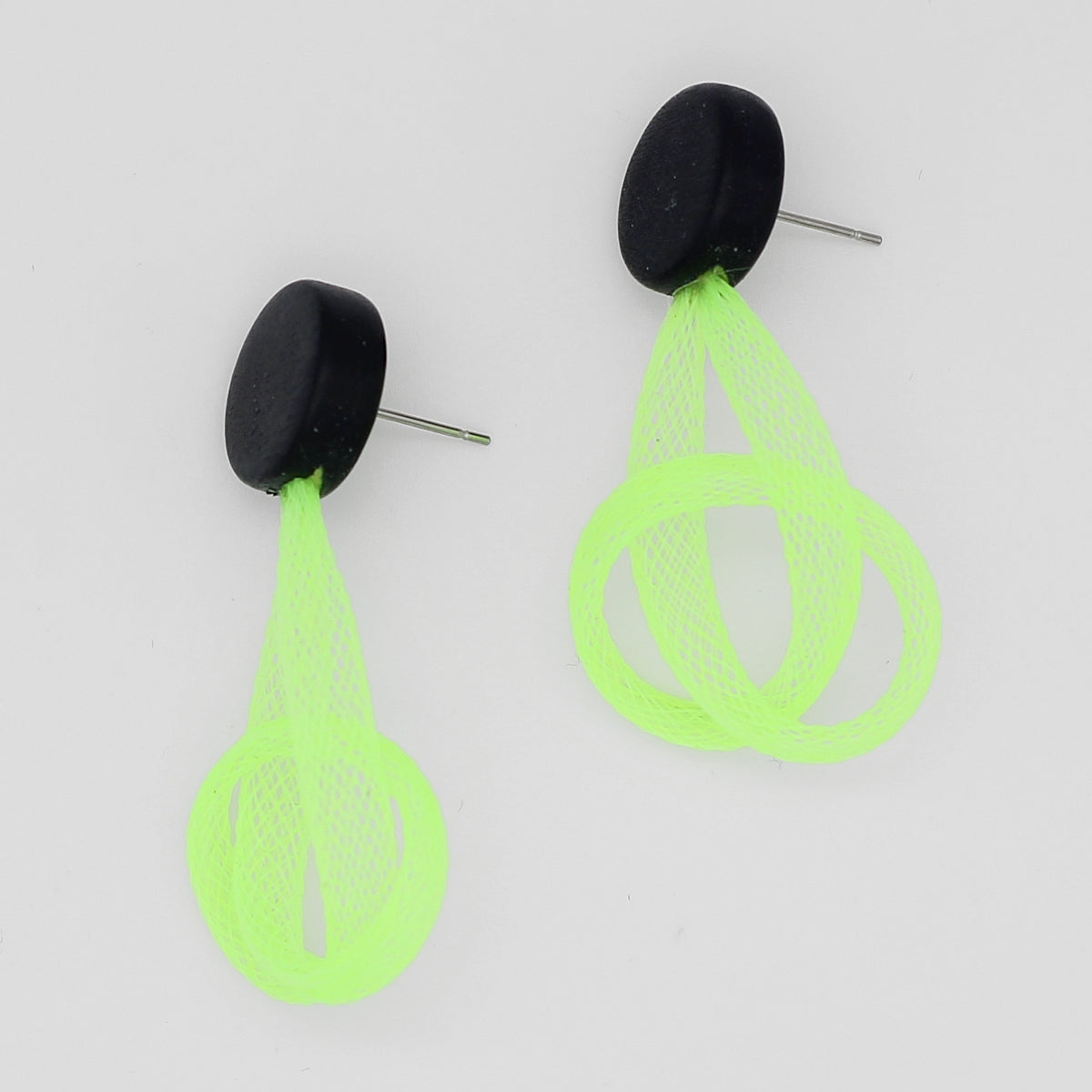 Lime Mesh Abstract Earrings