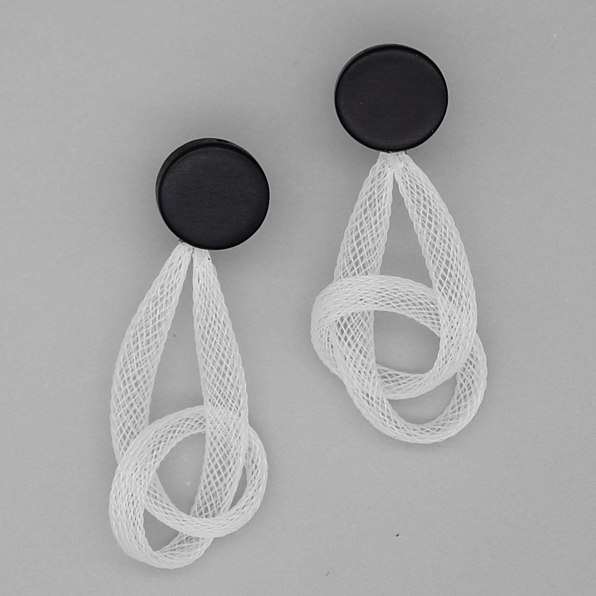 White Mesh Abstract Earrings