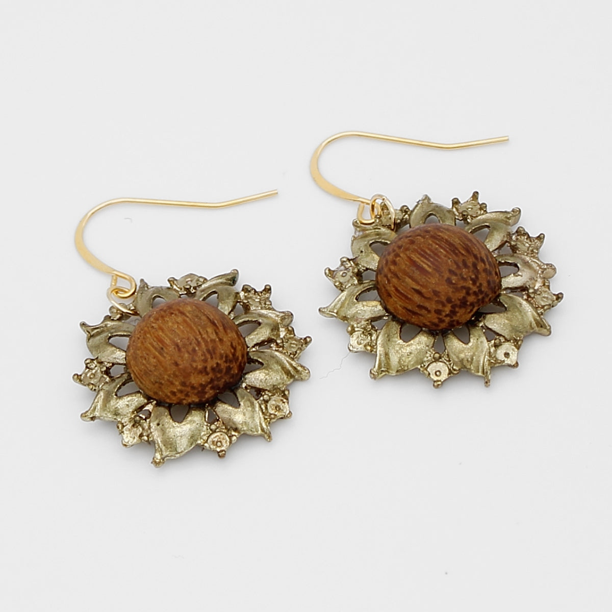 Pia Vintage Earrings Round Sunflower