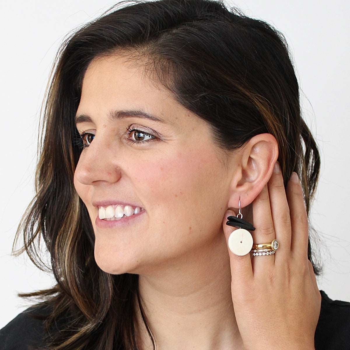White and Black Elaine Earrings