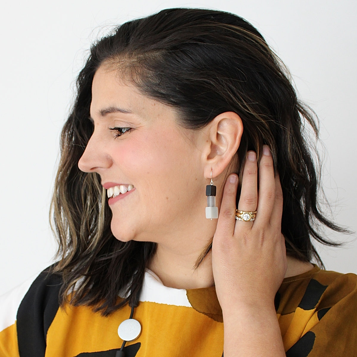 Grey Square Mary Pat Earrings