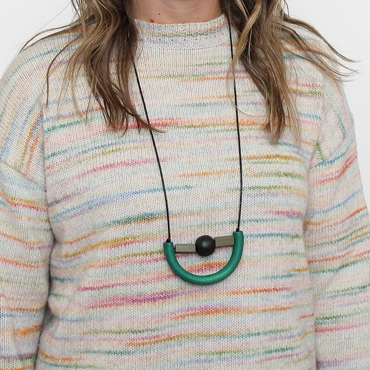 Green Modern Geometric Necklace