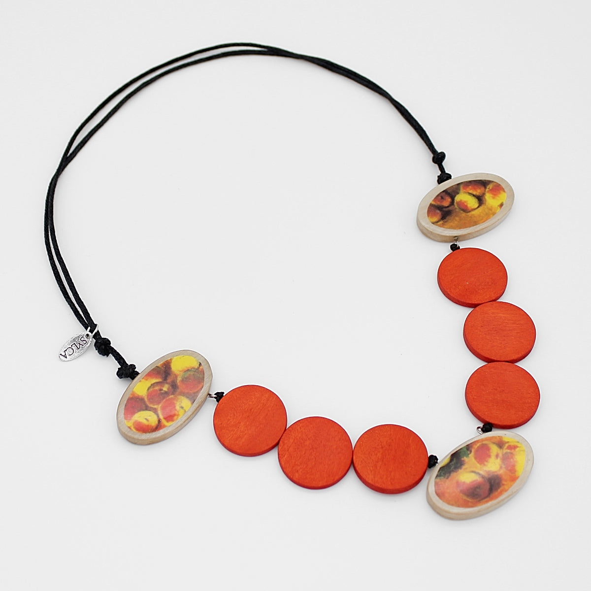 Decoupage Fall Bead Necklace