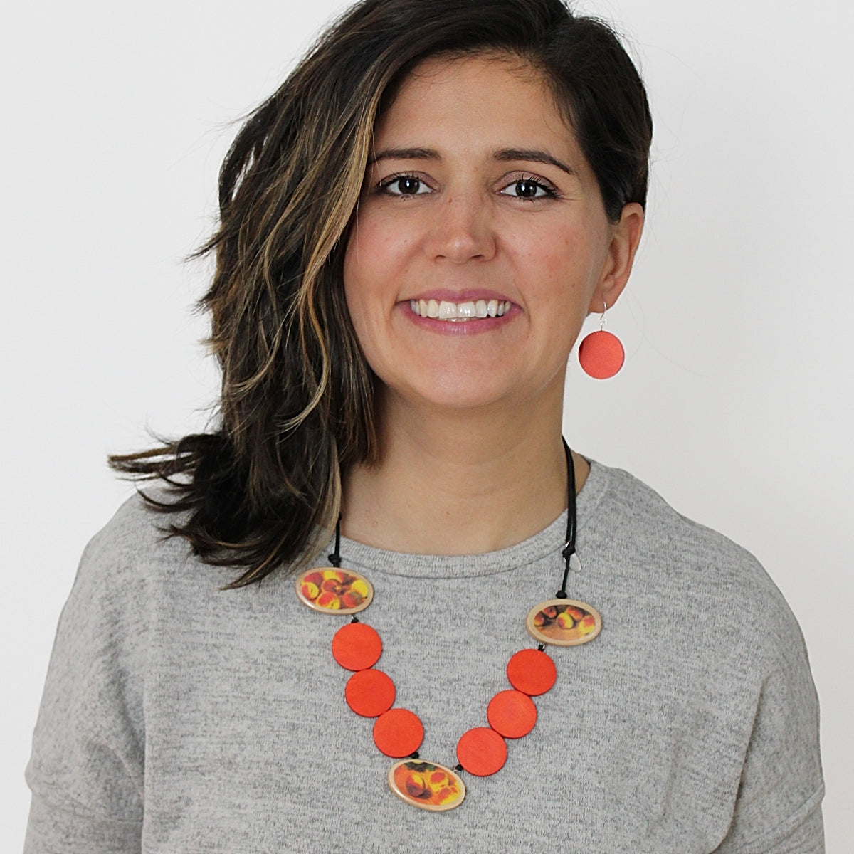 Decoupage Fall Bead Necklace