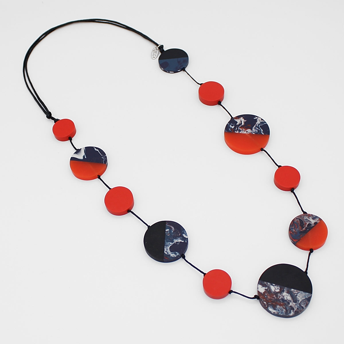 Navy and Red Marbled Marie Necklace