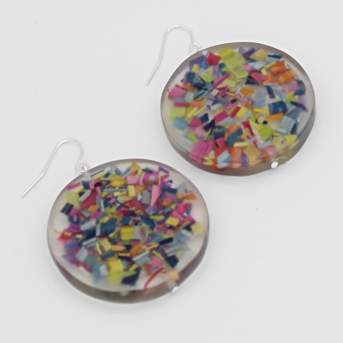 Round Resin Confetti Earrings