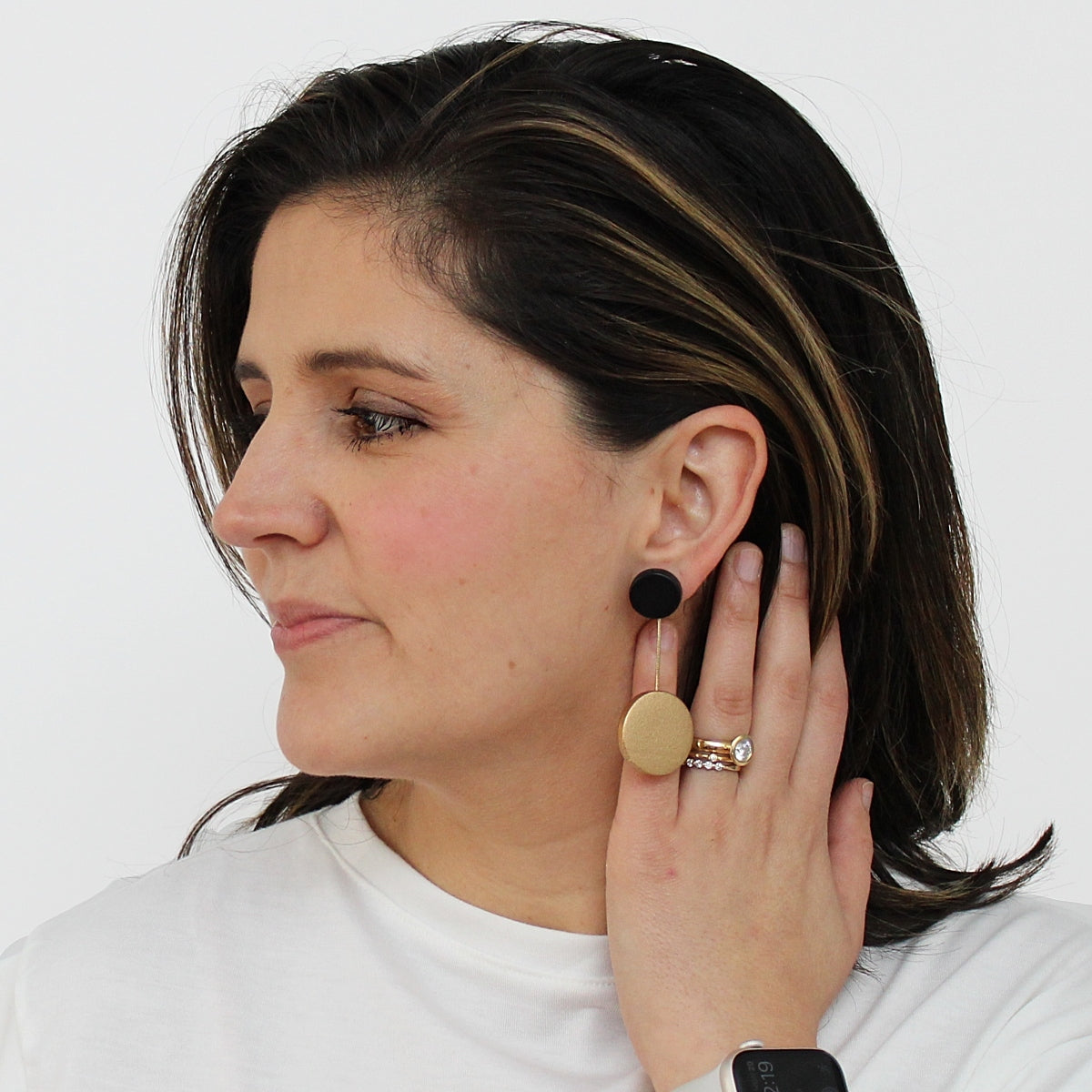 Black and Gold Dangle Earring