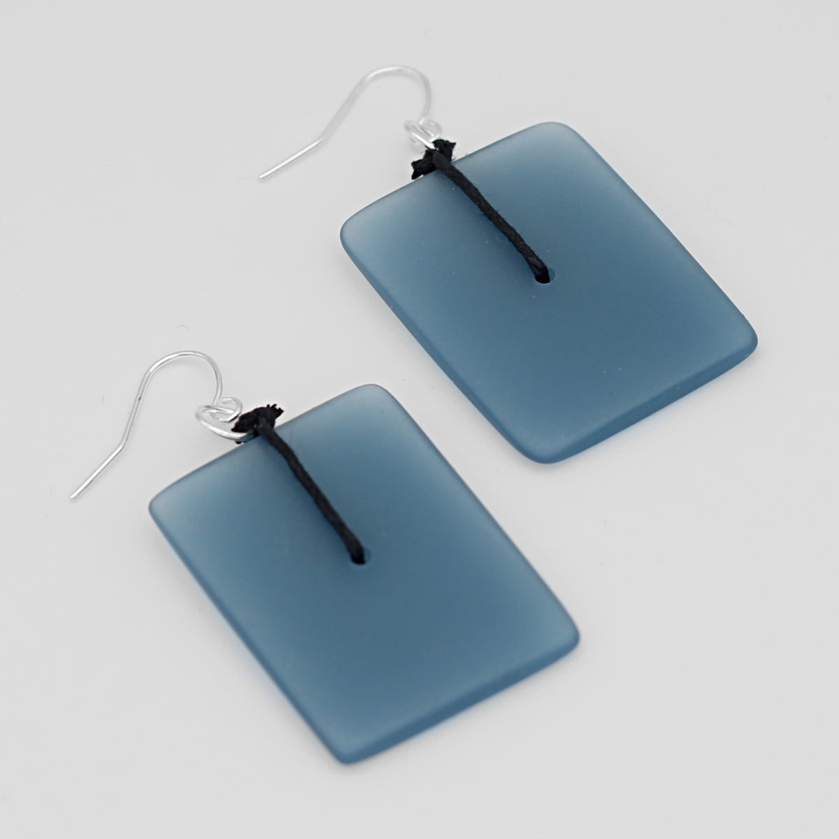 Blue Rectangle Dangle Earring