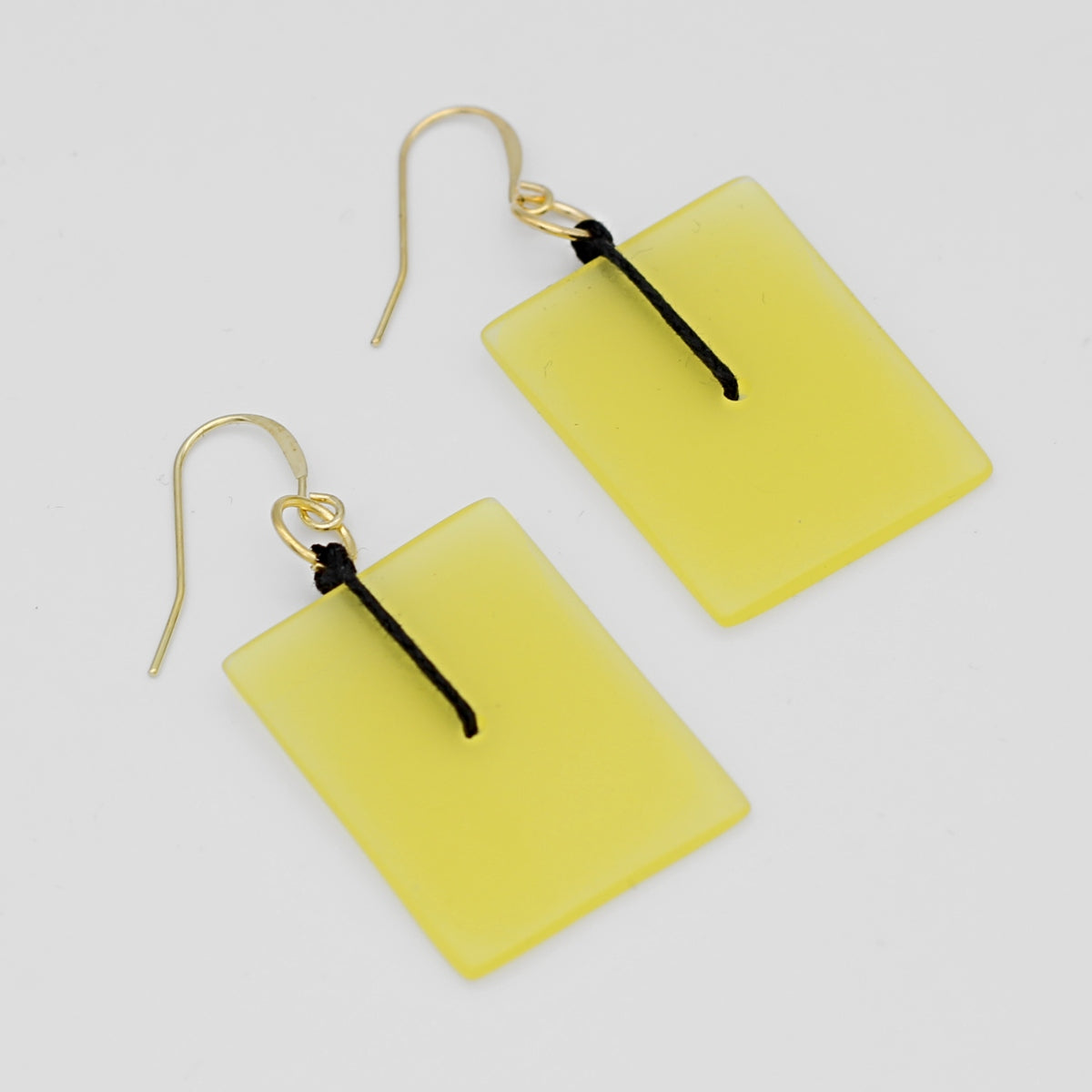 Yellow Rectangle Dangle Earring