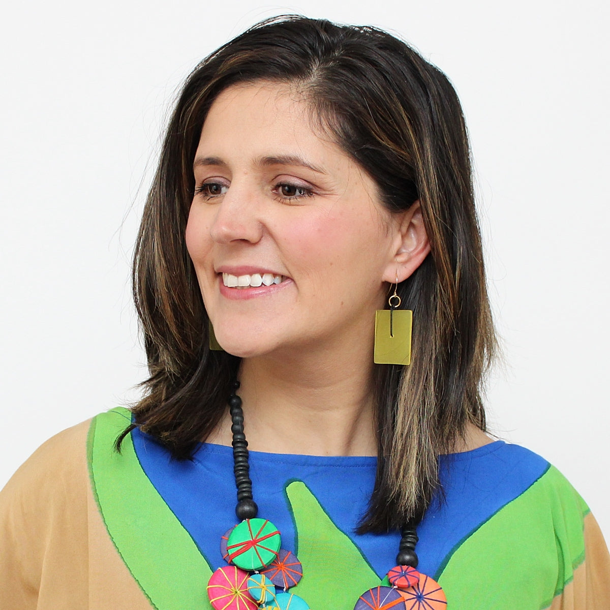 Yellow Rectangle Dangle Earring
