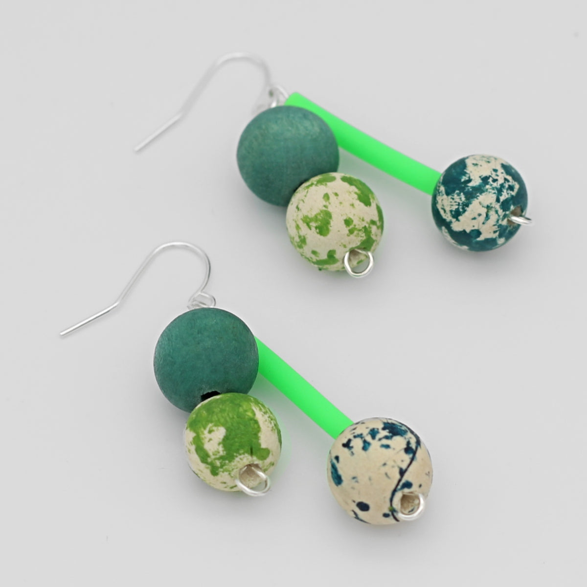 Green Bead Jacie Dangle Earring - Sylca Designs - Chunky Jewelry