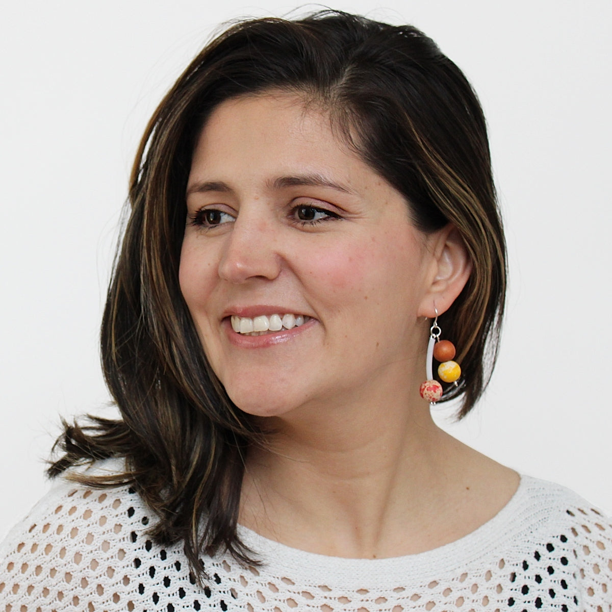 Orange Triple Bead Jacie Dangle Earring