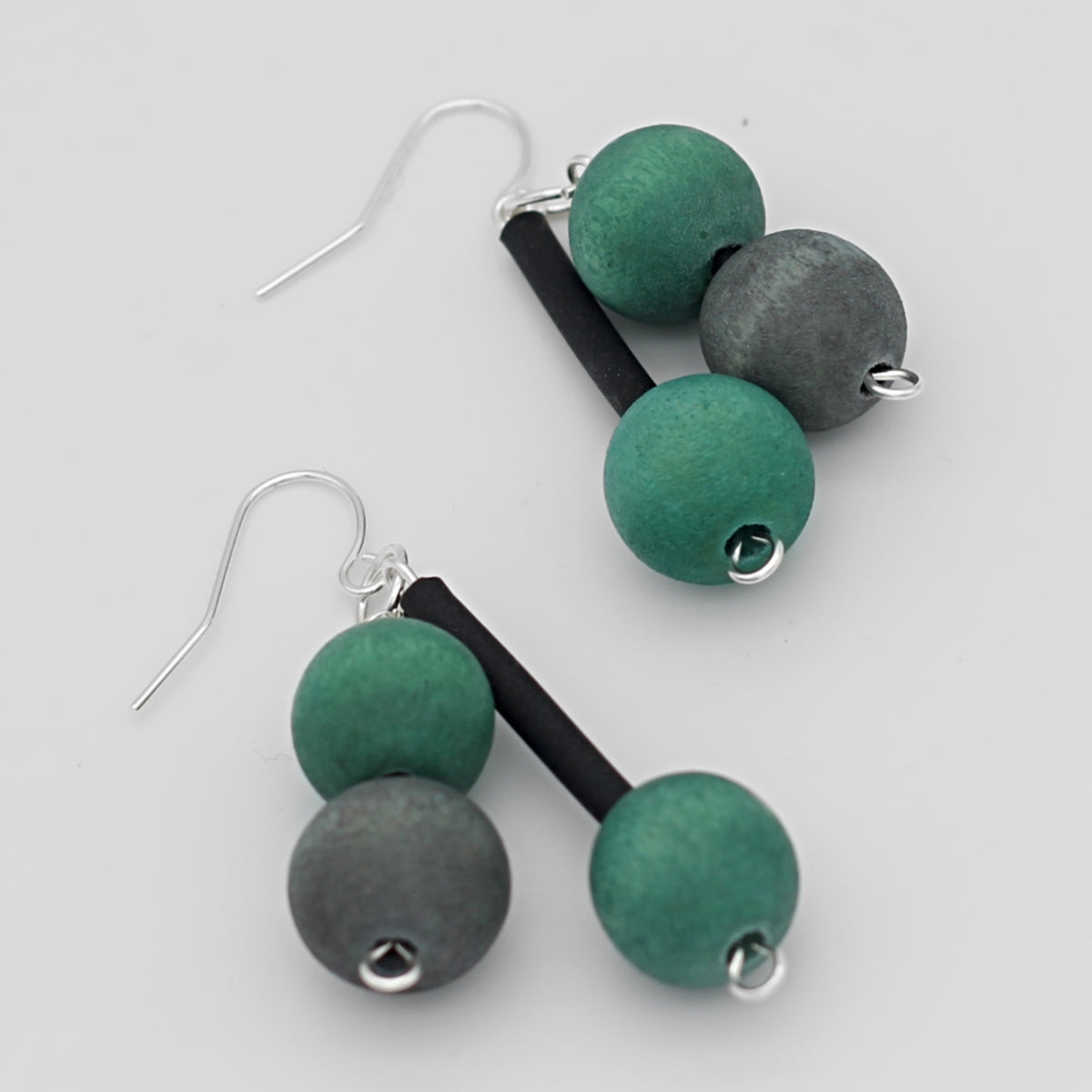 Teal Triple Bead Jacie Dangle Earring