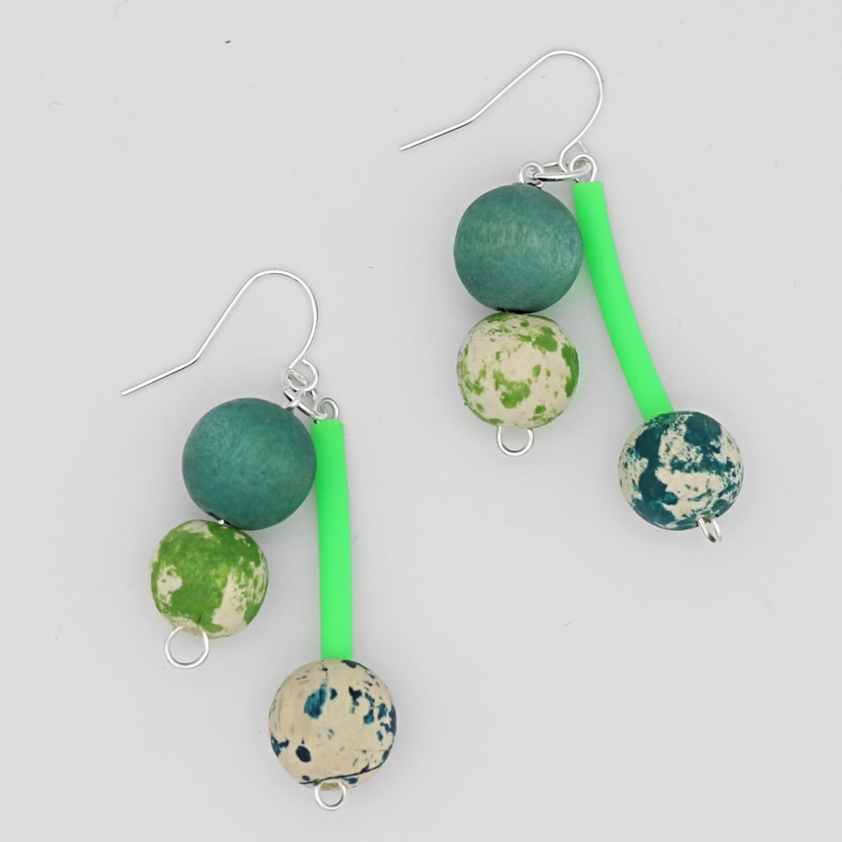 Green Bead Jacie Dangle Earring - Sylca Designs - Chunky Jewelry